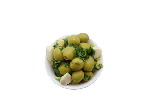 Aceitunas Gordales Aliñadas con Ajo y Perejil — Artesanas | SalazonArte